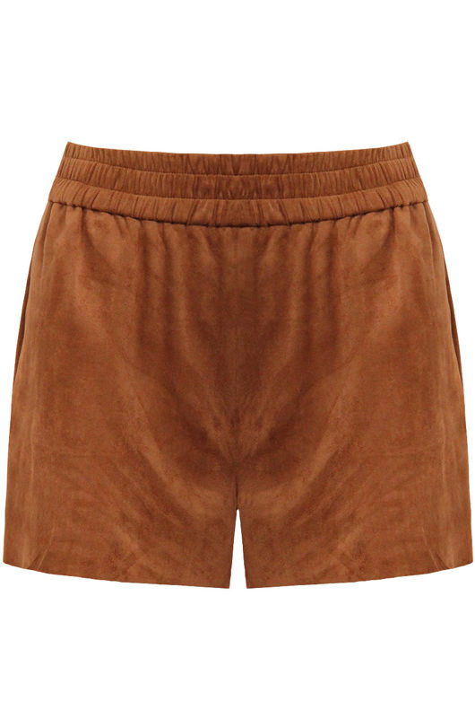 Camel Suede Look Shorts