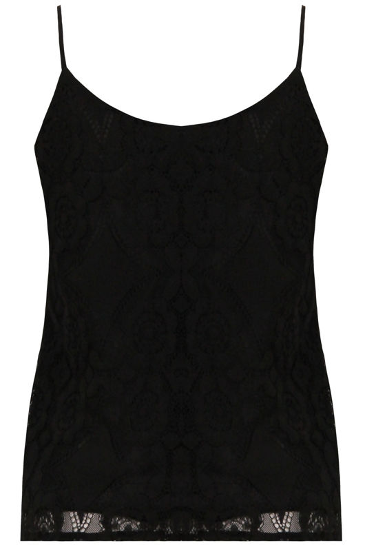 Black Floral Lace Lined Tops