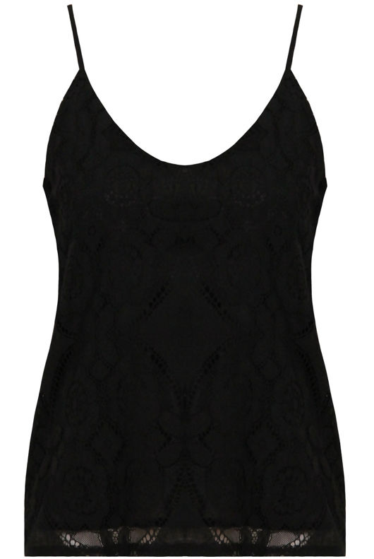 Black Floral Lace Lined Tops