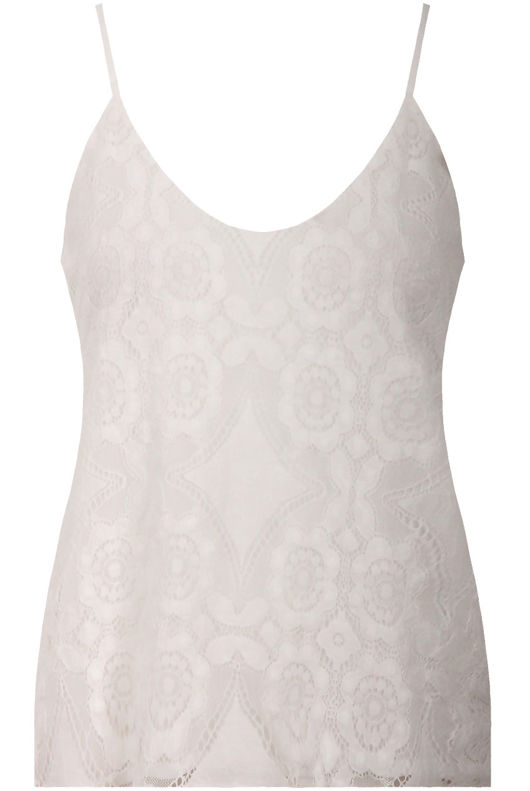 White Floral Lace Lined Tops
