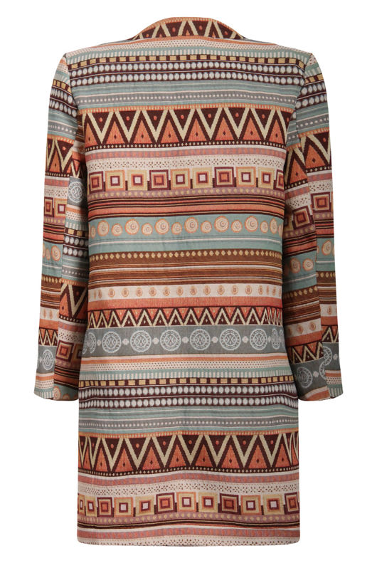 Green Tribal Aztec Print Overcoat