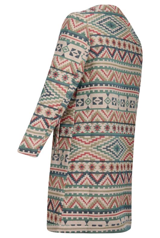 Cream Tribal Aztec Print Overcoat 