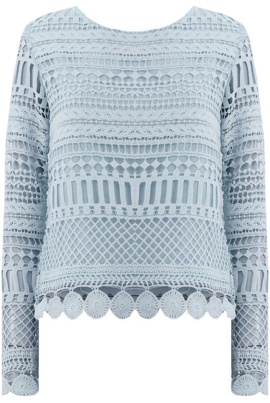 Blue Cut Out Textured Top