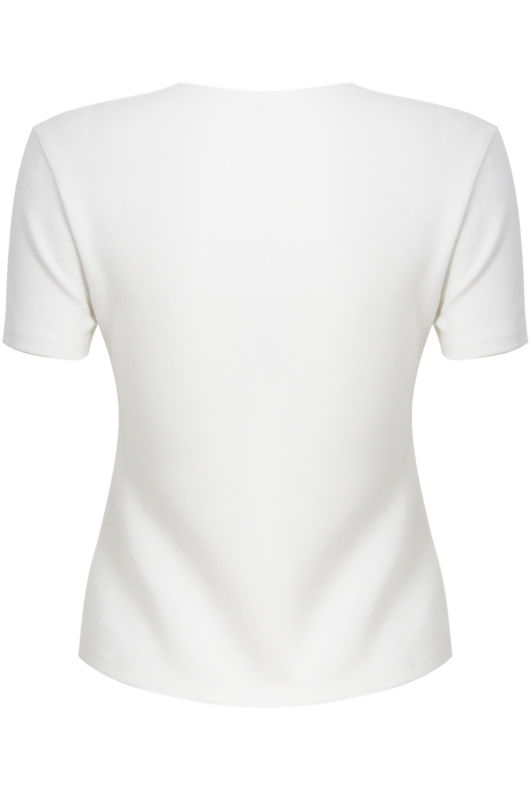 White Deep Neck Crop Tops