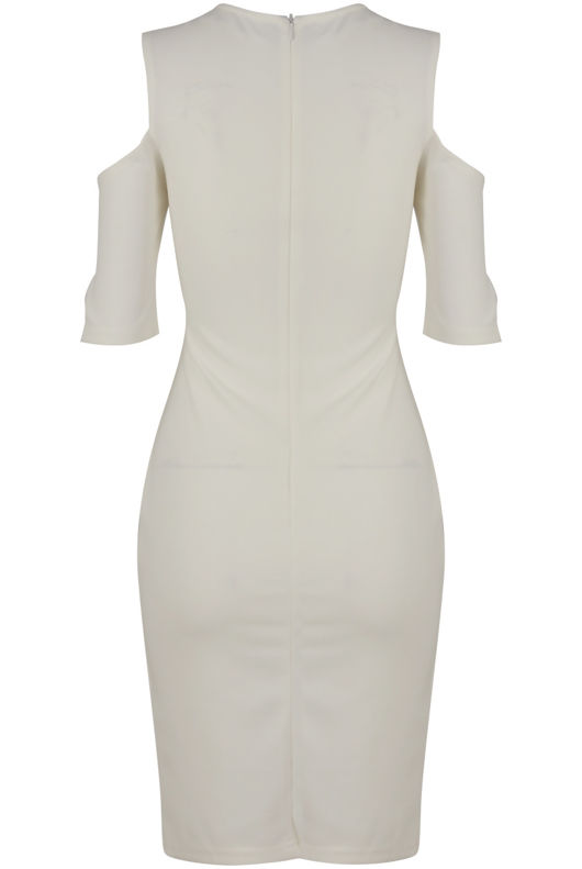 White Cold Shoulder Bodycon Dress