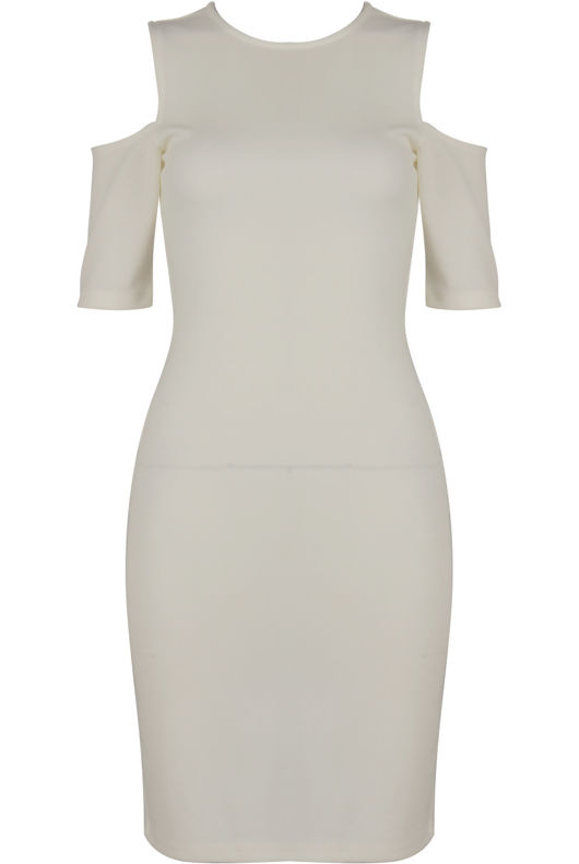 White Cold Shoulder Bodycon Dress