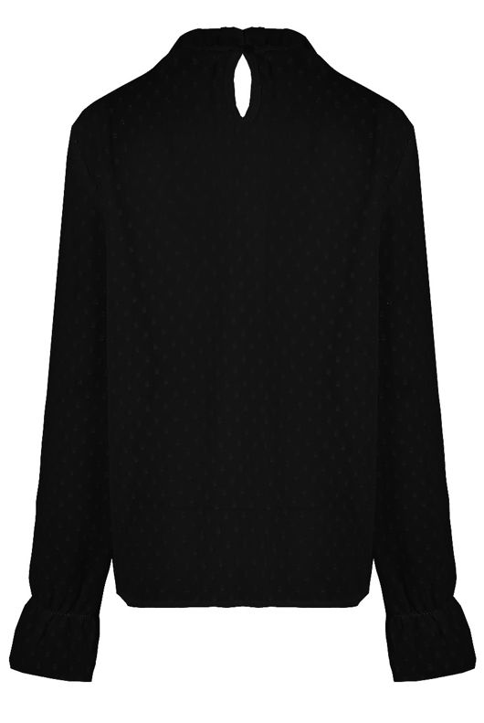 Black Crochet Embroidery Bell Sleeve Tops
