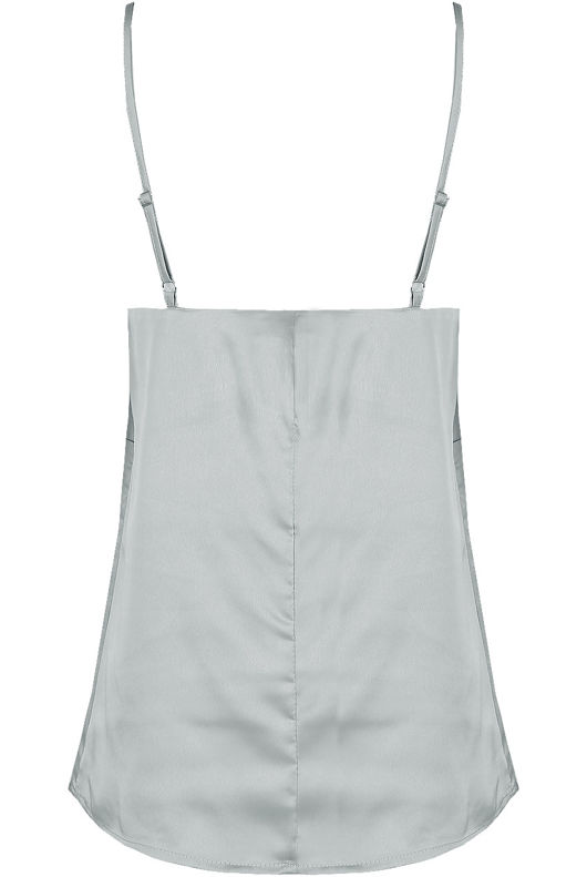 Grey Satin Lace Trim Cami Tops