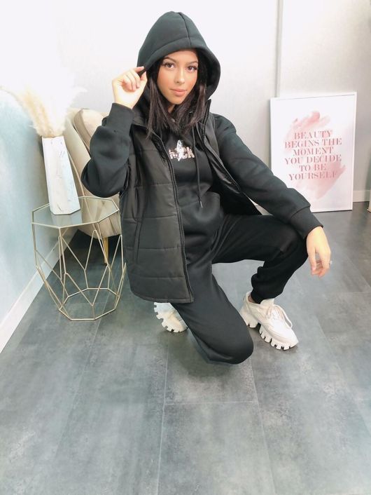 Black Rock Embellished Gilet Loungewear Set