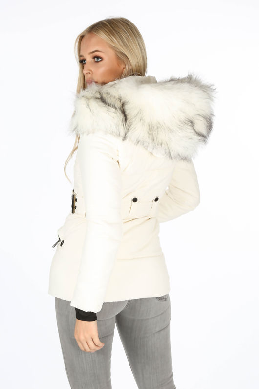 Cream Fitted Puffer Jacket