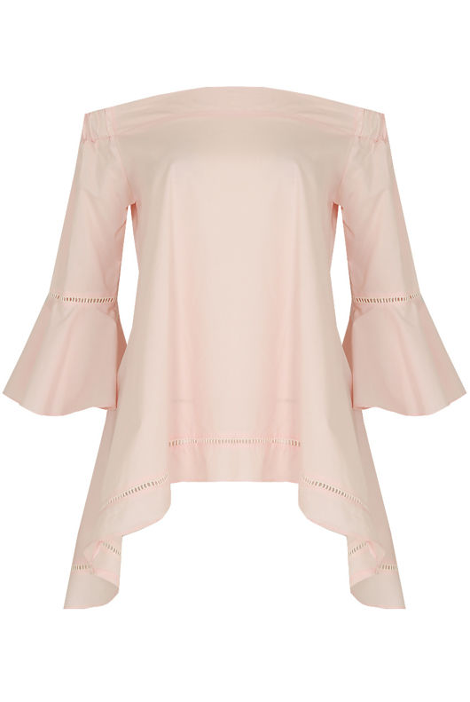 Off Shoulder Bell Sleeve Top in Rose