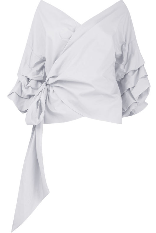 White Cross Over Layered Sleeve Crop Tops