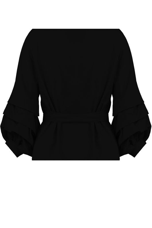 Black Cross Over Layered Sleeve Crop Tops