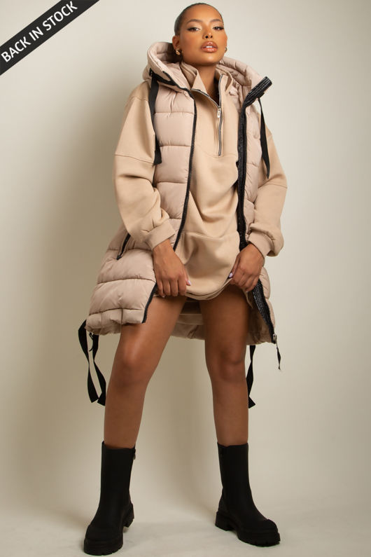 Hooded Puffer Gilet With Black Tabard