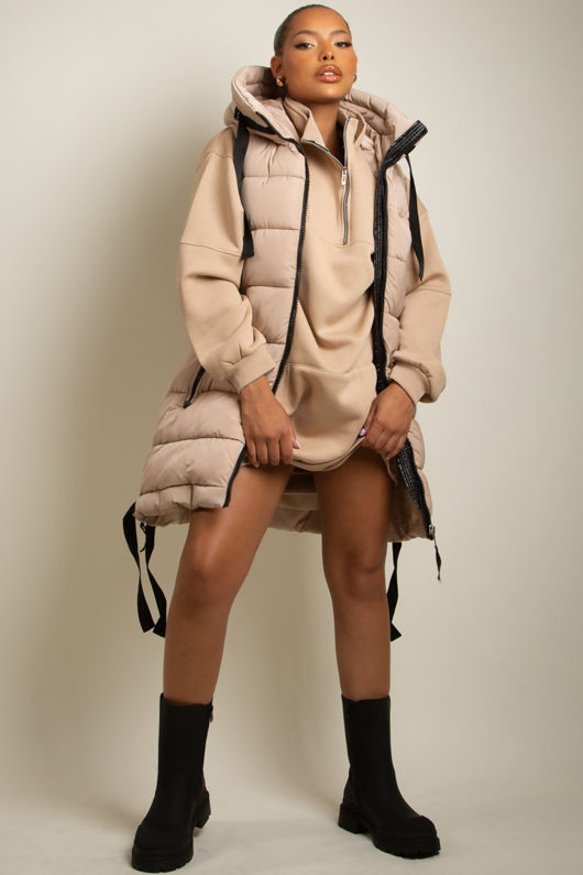 Hooded Puffer Gilet With Black Tabard