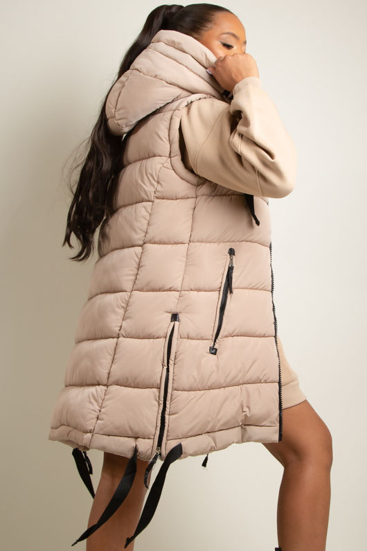Hooded Puffer Gilet With Black Tabard