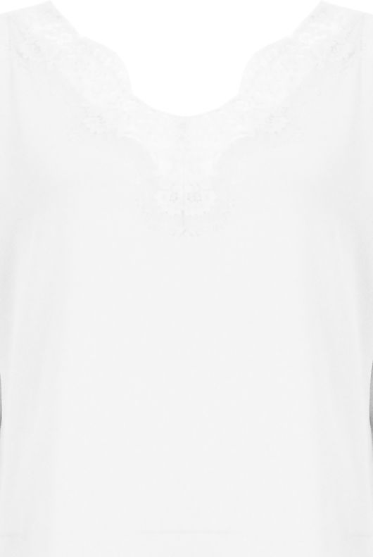 White Low Back Lace Trim Tops