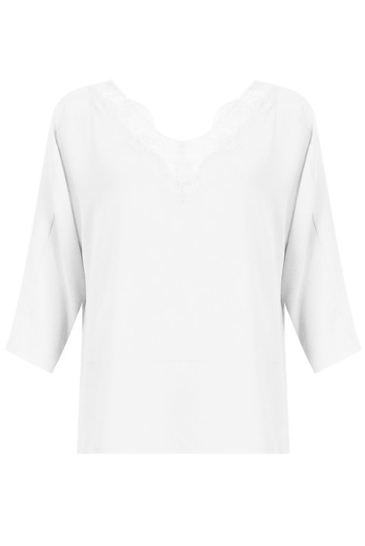 White Low Back Lace Trim Tops