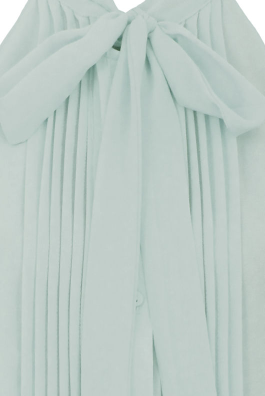 Pleated Pussybow Blouse In Mint