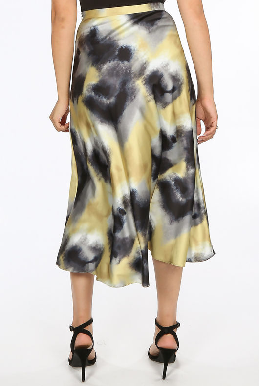 Yellow Watermark Splatter Bias Skirt