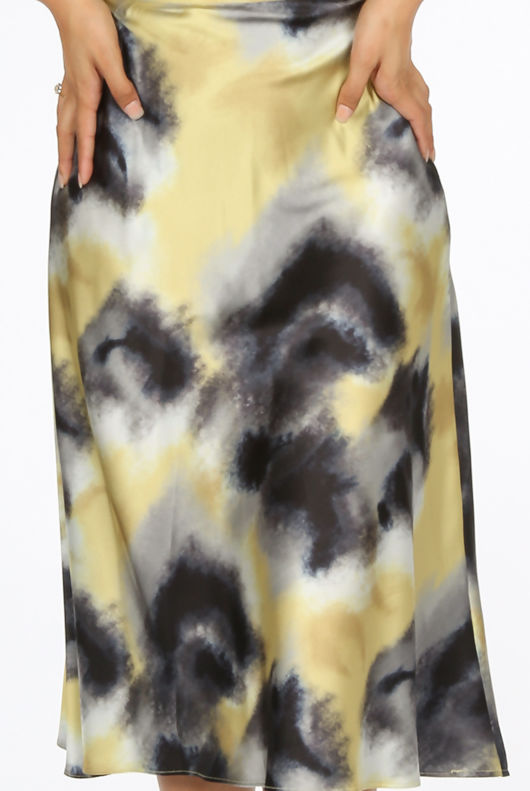 Yellow Watermark Splatter Bias Skirt