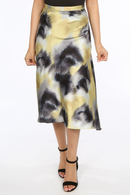 Yellow Watermark Splatter Bias Skirt