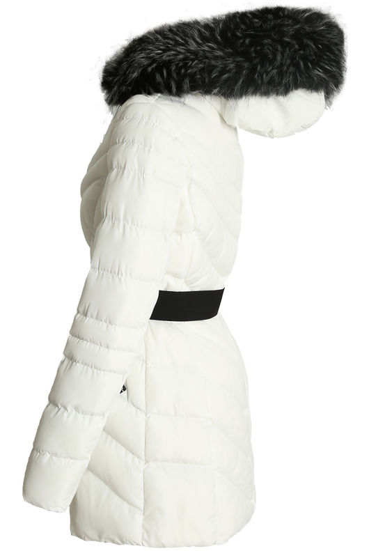 White Quilted Black Fur Hood Puffer Jacket