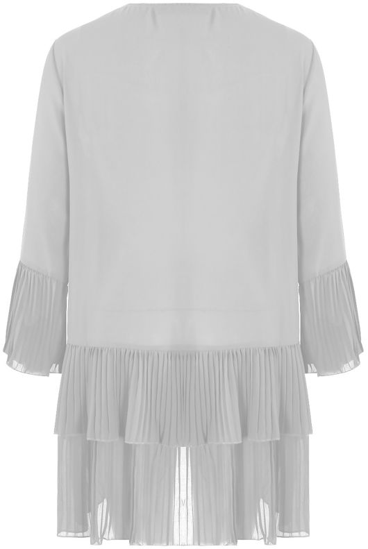 White Pleated Tier Button Up Mini Satin Dress 