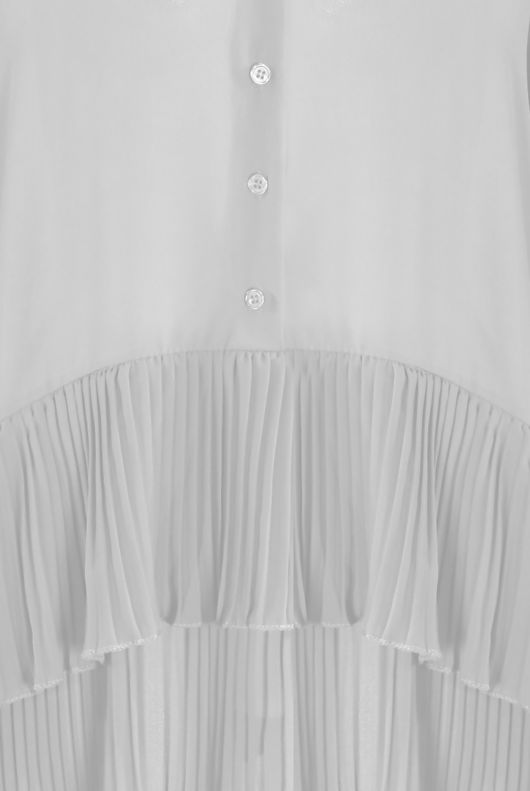 White Pleated Tier Button Up Mini Satin Dress 
