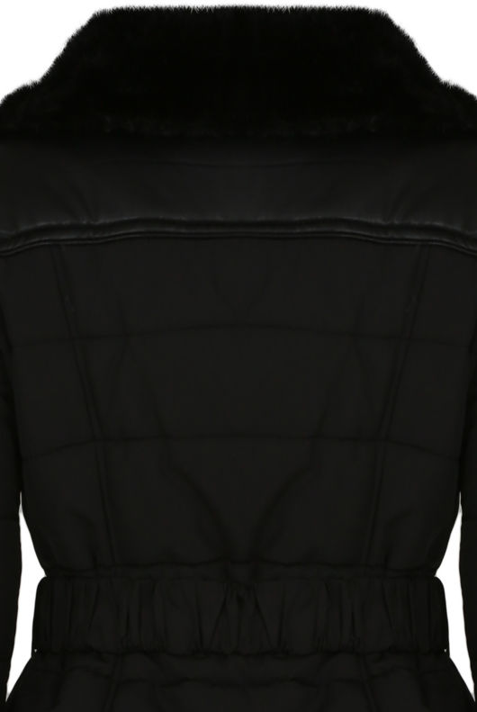 Black Fur Collar Short Trench Jacket