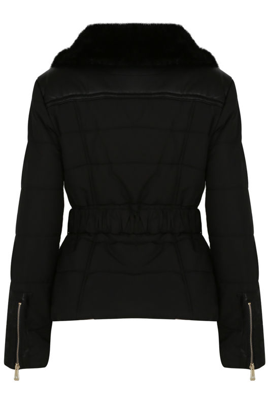 Black Fur Collar Short Trench Jacket