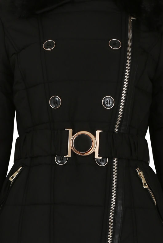 Black Fur Collar Short Trench Jacket