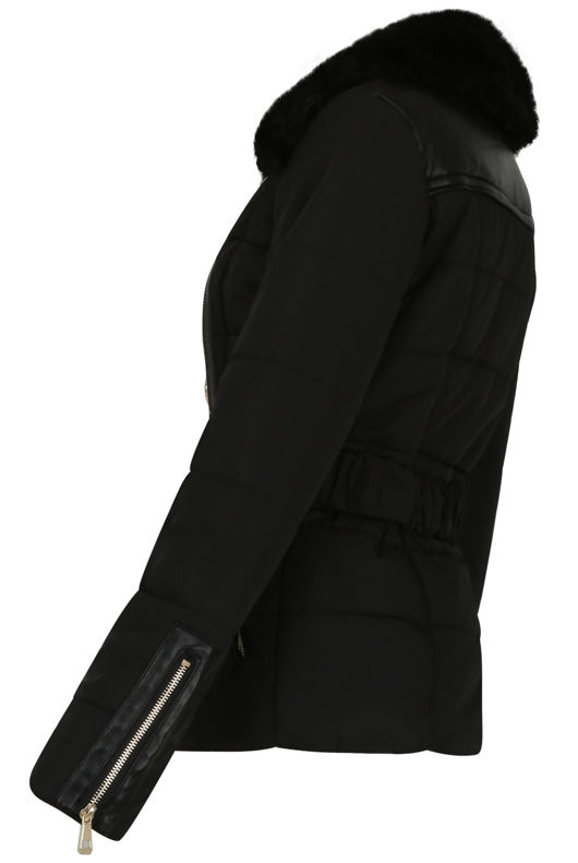 Black Fur Collar Short Trench Jacket