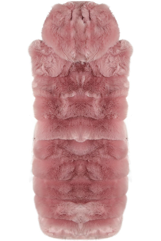 Rose Long Faux Fur Gilet with Hood