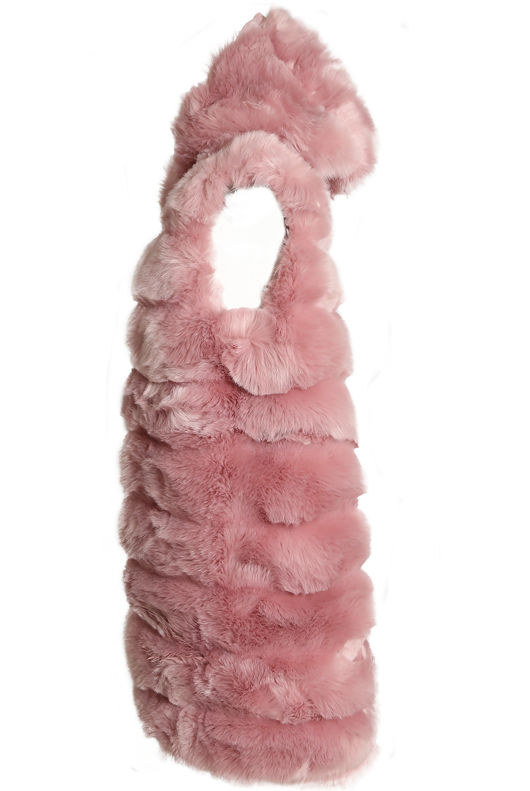 Rose Long Faux Fur Gilet with Hood
