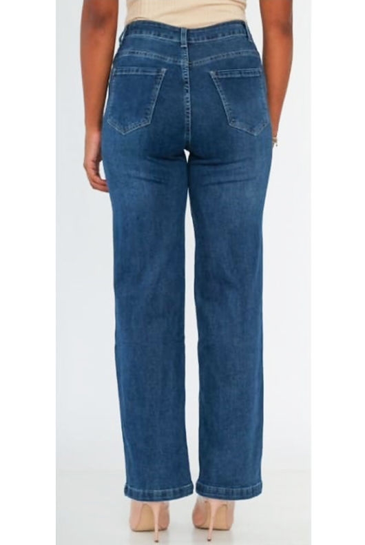 Straight Leg Dark Wash Denim Jeans 