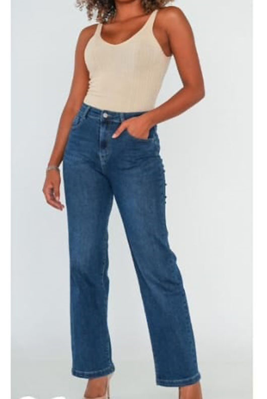 Straight Leg Dark Wash Denim Jeans 
