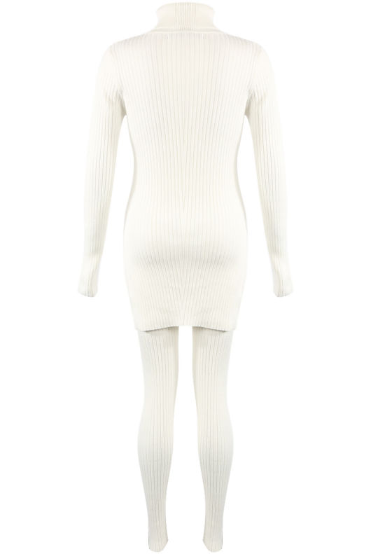 Black Ribbed Polo Neck Loungewear Set