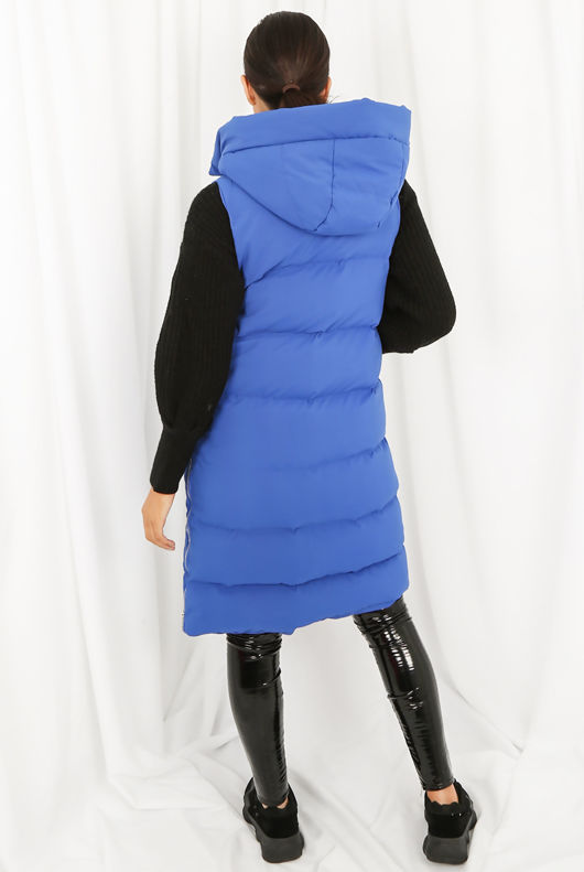 High Shine Sleeveless Long Puffer Jacket