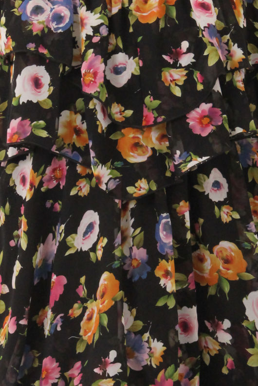 Black Floral Printed Ruffle Dress