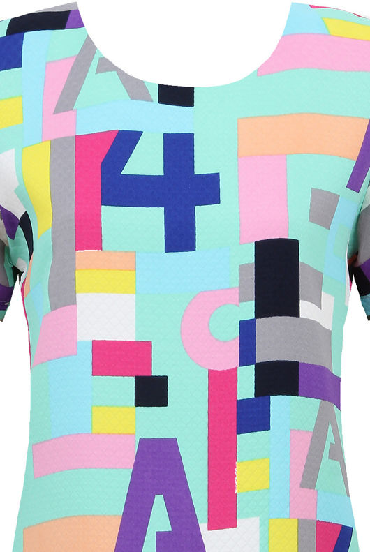 Multicolour Print Back Zip Up Shift Dress 