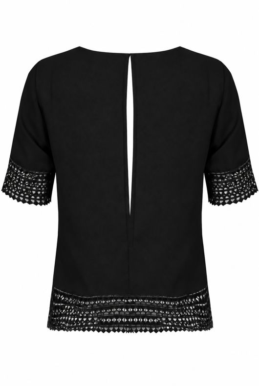 Black Open Back Short Sleeve Top 