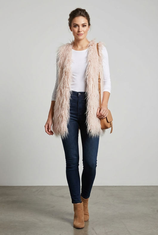 Beige Faux Fur Gilet