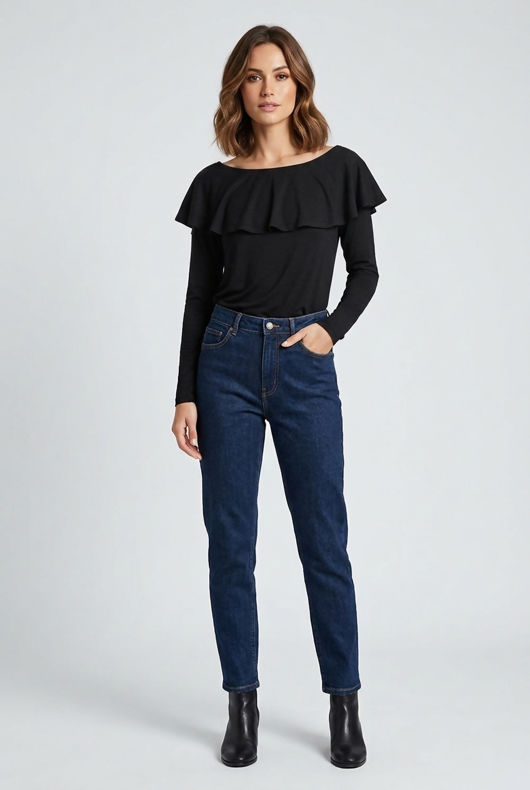Black Layered Long Sleeve Top