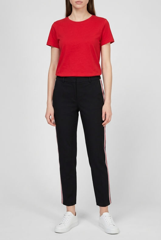 Black Side Ribbon Trim Trousers