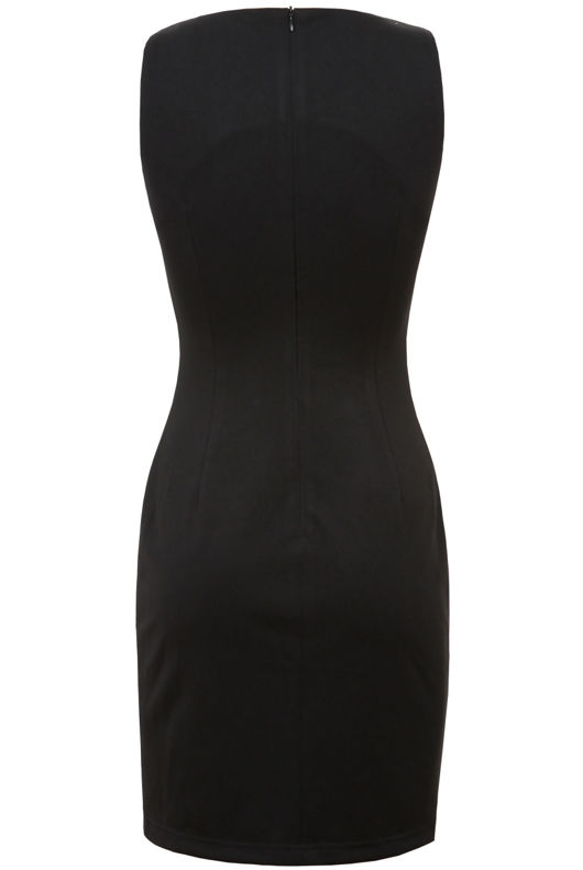 Black & White Checkered Front  Panel Sleeveless Dress