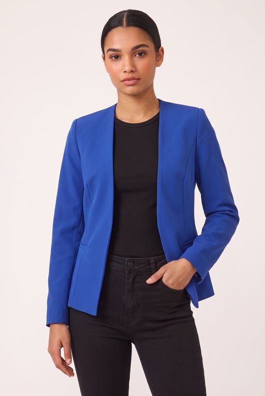 Tailored Lapel-less Royal Blue Blazer