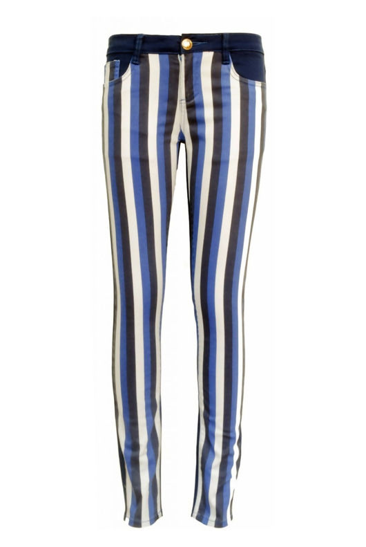 Blue Striped Skinny Jeans