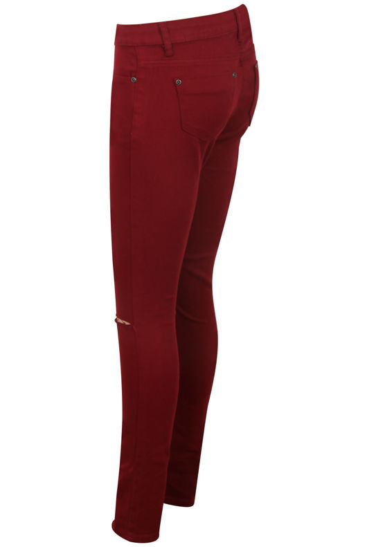 Wine Knee Ripped Push up Jeans