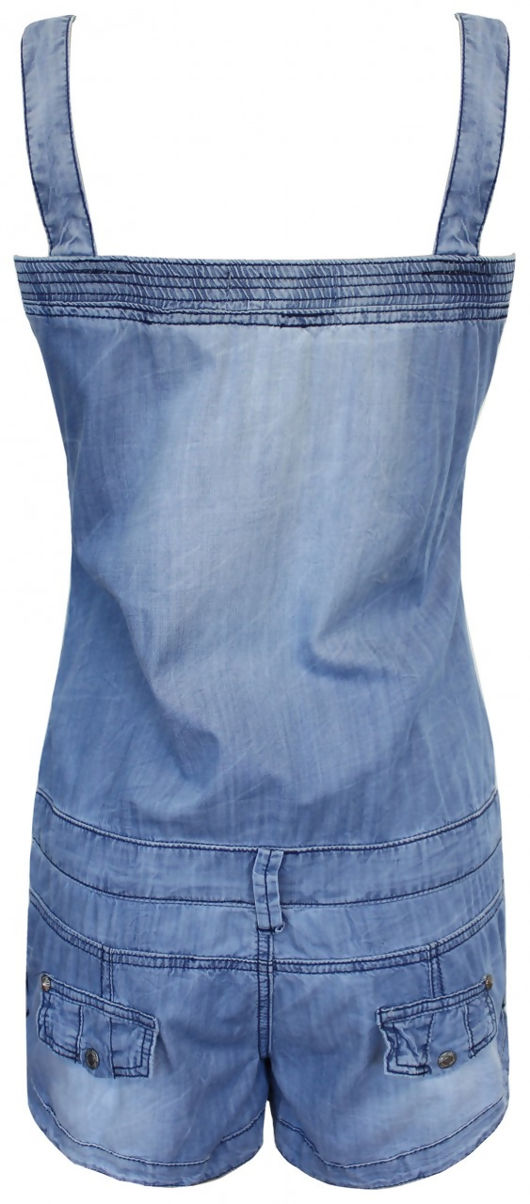 Ruched & Buttoned Front Dungaree Playsuit
